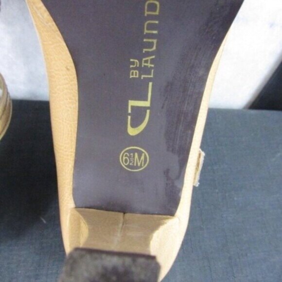 CL By Laundry Womens Peep Toe Mary Jane Heels 6.5 Tan - Picture 6 of 7